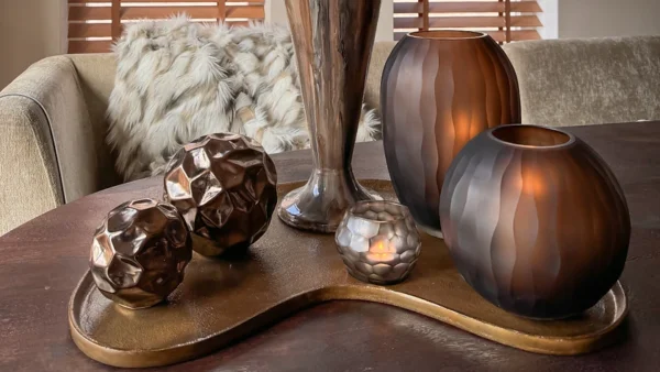 PTMD Mishan Brown glass bulb vase - Afbeelding 2