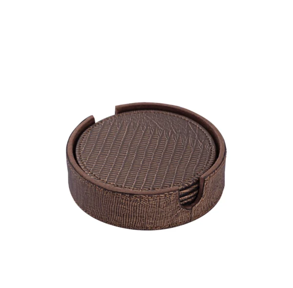 PTMD Rafael vegan leather coaster round 6 PCS