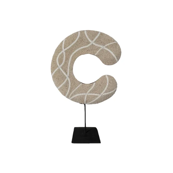 Ornament donut op standaard beige xl