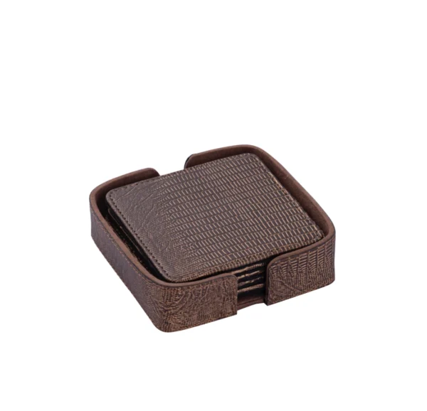 PTMD Rafal Bronze vegan leather coaster square 6 PCS