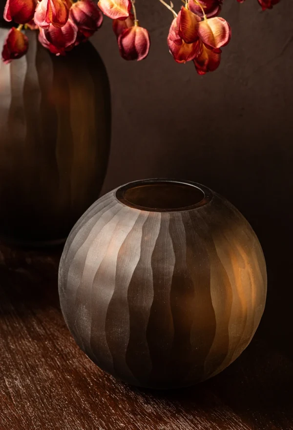 PTMD Mishan Brown glass bulb vase - Afbeelding 4