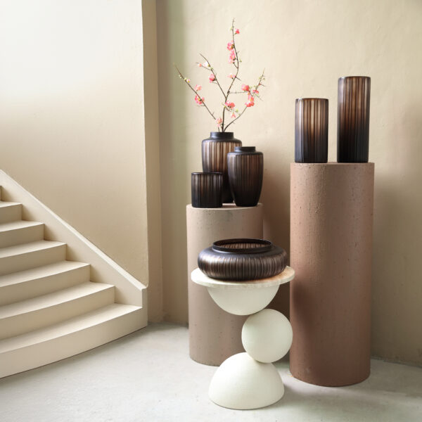PTMD Linesa Brown vaas glas L - Afbeelding 4