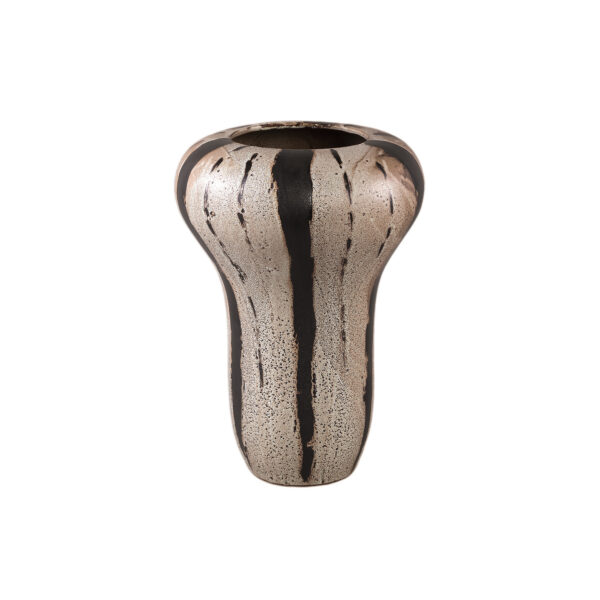 PTMD Kayson Brown ceramic glazed pot stripes round L