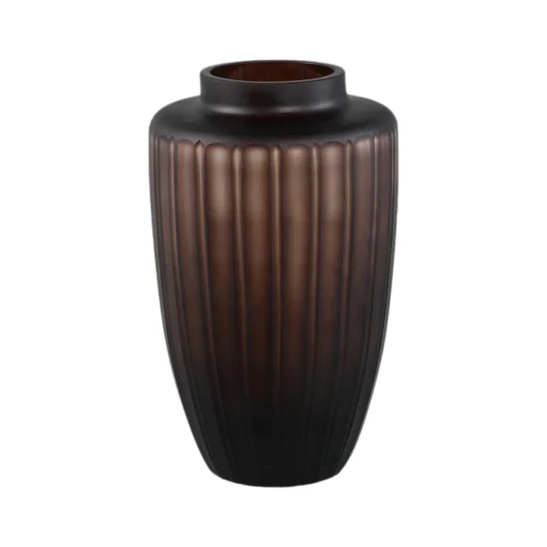 PTMD Linesa Brown Carved Glass Shaped Vase Matt L