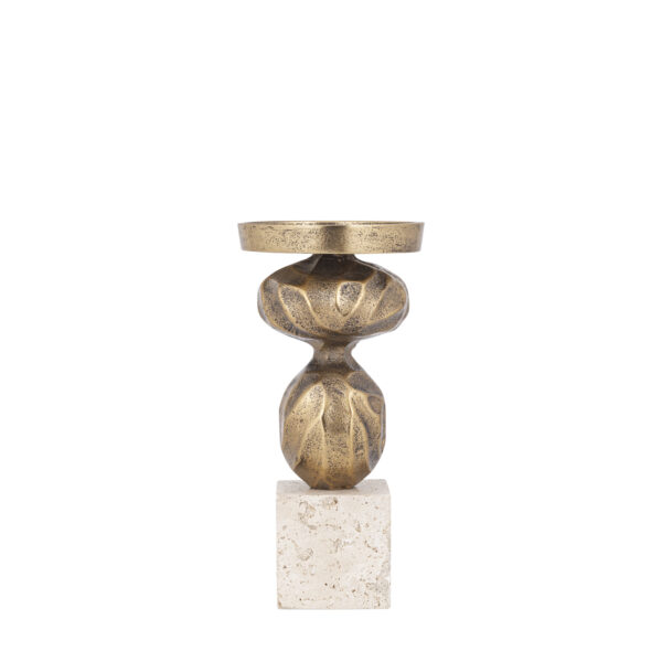 PTMD Malines Goud Gegoten Aluminium Kaarsenhouder Op Voet S