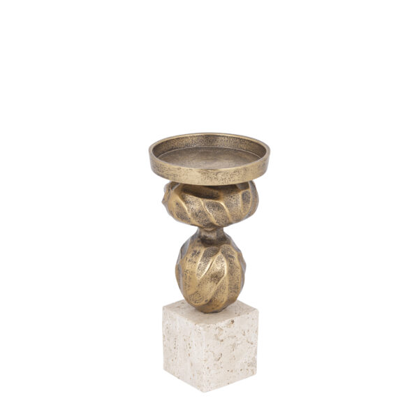 PTMD Malines Goud Gegoten Aluminium Kaarsenhouder Op Voet S - Afbeelding 3