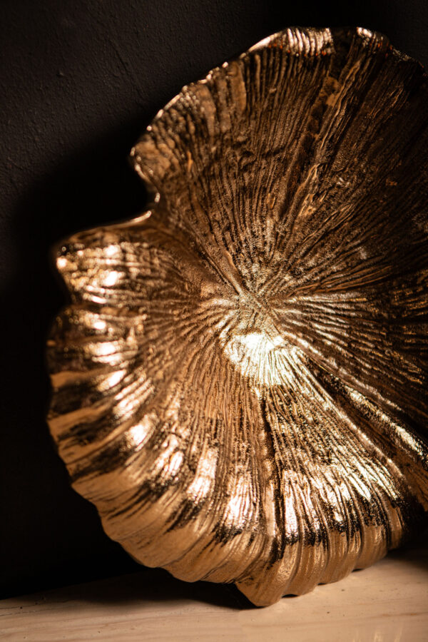 PTMD Losh BrownGold Alu Golvende Blad Kom Ovaal - Afbeelding 3