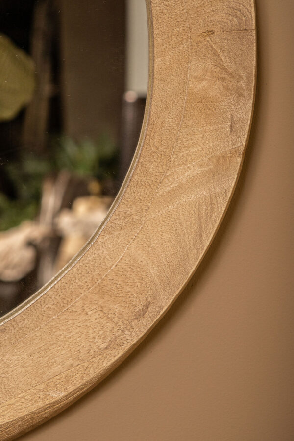 PTMD Noam Natuurlijke Mango Houten Ronde Spiegel S - Afbeelding 4