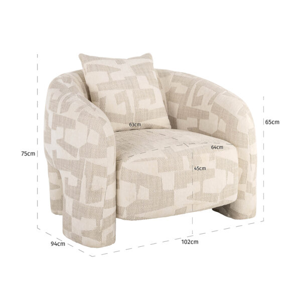 Richmond Lounge fauteuil Tuscany beige graffic (Beige graffic) - Afbeelding 5