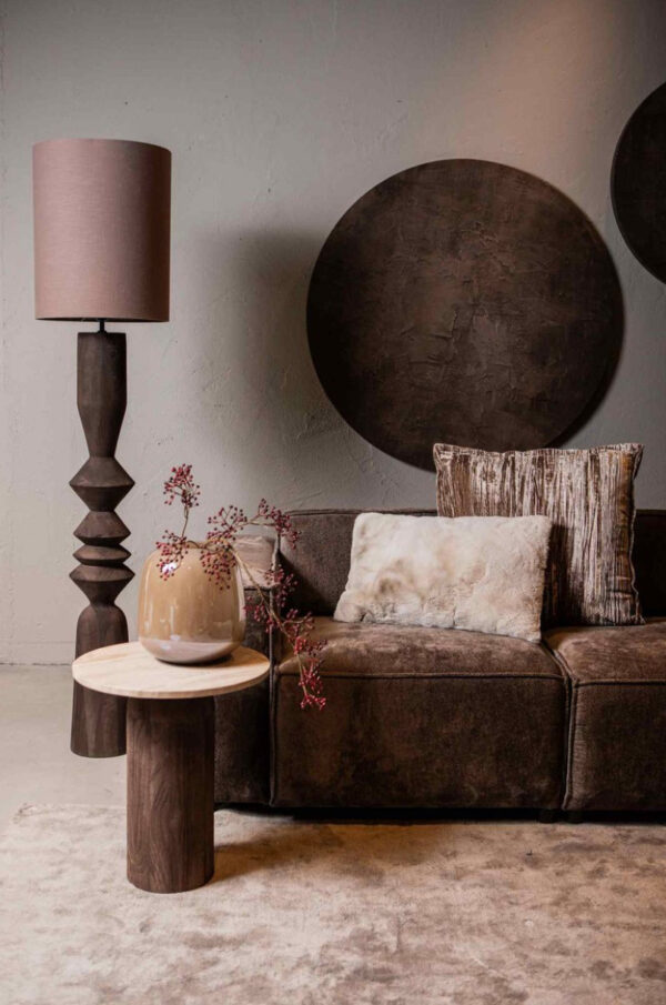 PTMD Elaine Brown Mango Houten Ronde Vloerlampvoet - Afbeelding 2
