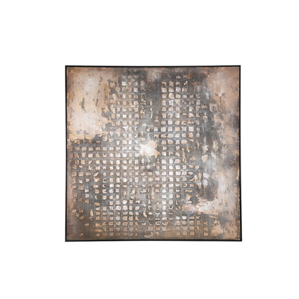PTMD Pathe Bruine Canvas Schilderij Ruw Patroon Vierkant