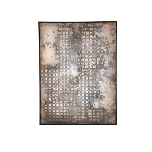PTMD Pathe Bruine Canvas Schilderij Ruw Patroon Rechthoekig