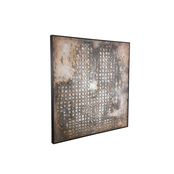 PTMD Pathe Bruine Canvas Schilderij Ruw Patroon Vierkant - Afbeelding 2