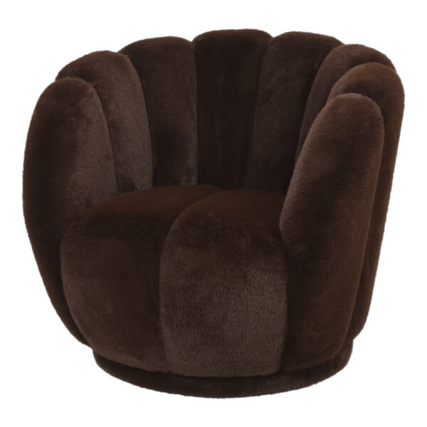 PTMD Furia Donkerbruine Fauteuil Fur - Afbeelding 4