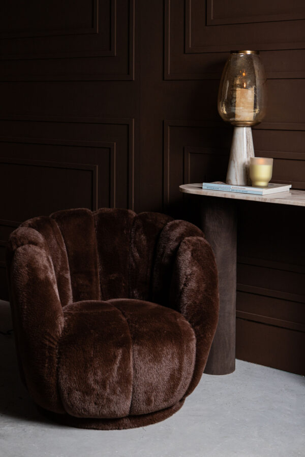 PTMD Furia Donkerbruine Fauteuil Fur - Afbeelding 7