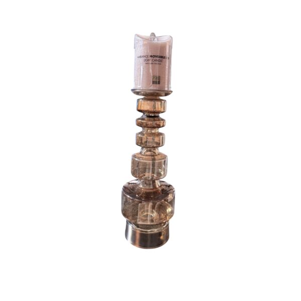 Kandelaar glas 5 bol brown mt M