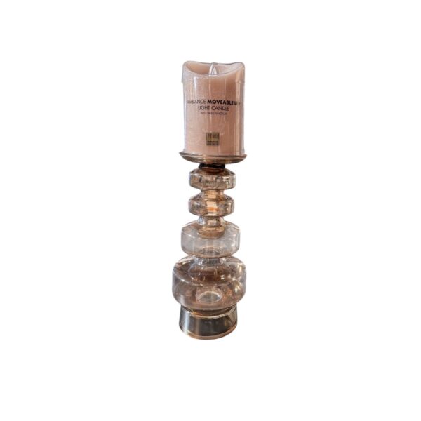Kandelaar glas 4 bol brown mt s
