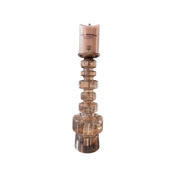 Kandelaar Glas 6 bol mt L brown