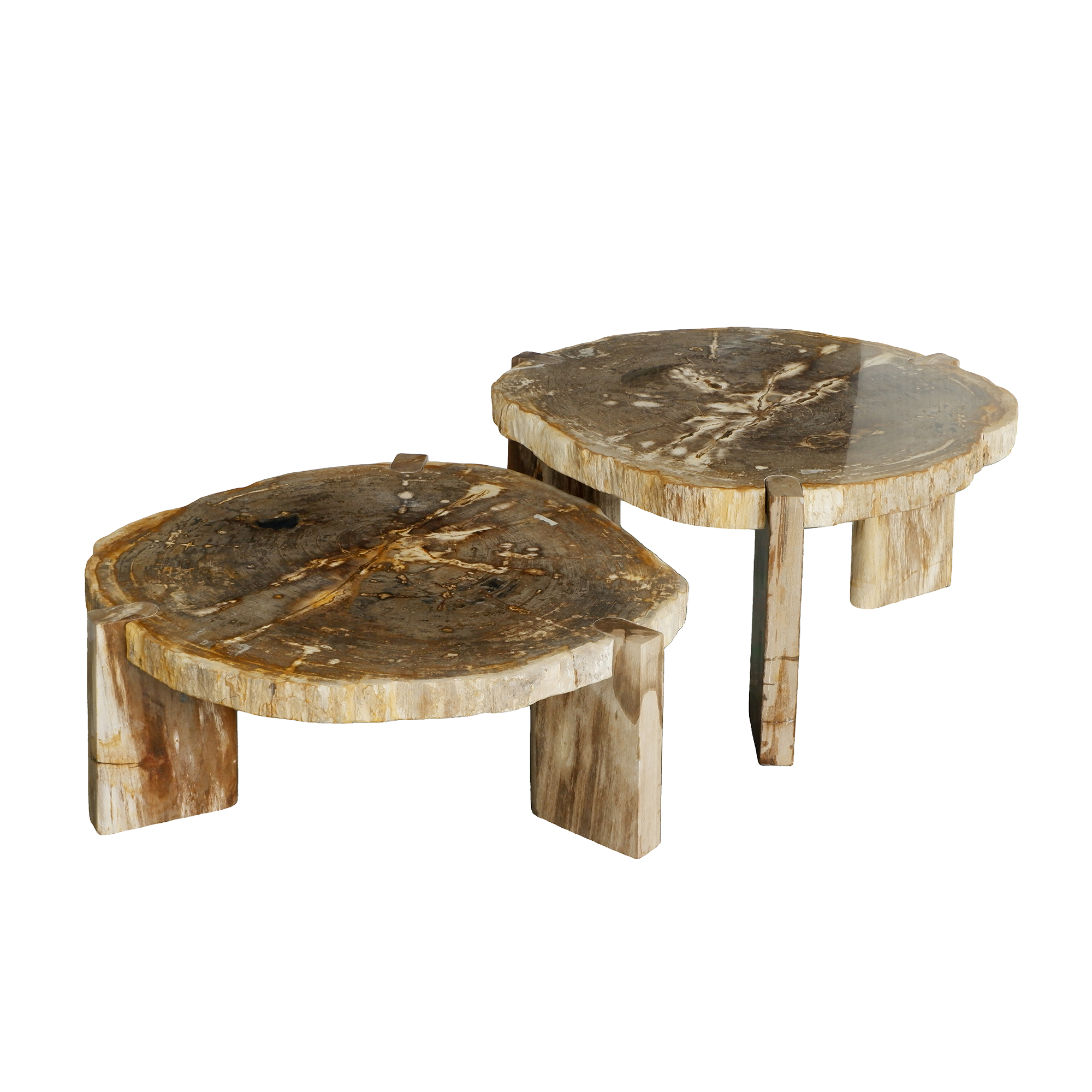 PTMD Kayo naturel versteend hout 3-poot hoge salontafel - Afbeelding 9