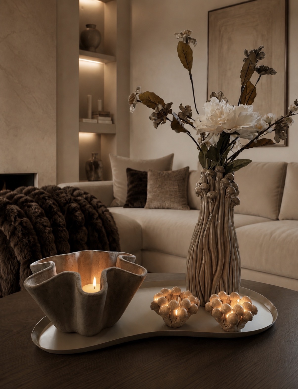 Beige vaas Fun keramiek - Afbeelding 2