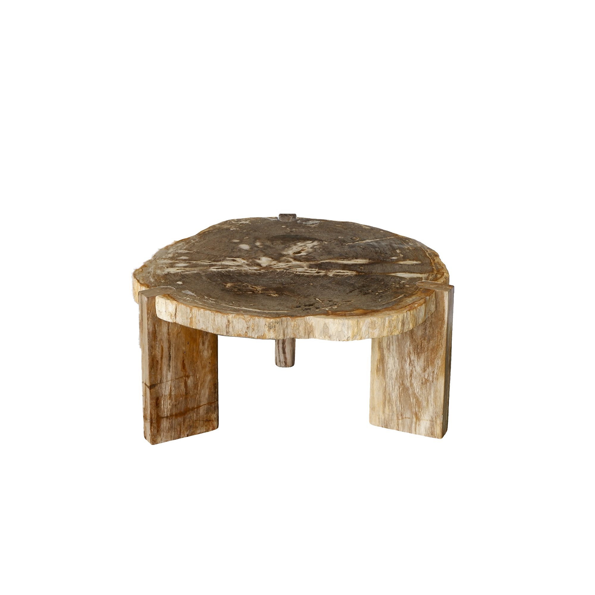 PTMD Kayo naturel versteend hout 3-poot hoge salontafel - Afbeelding 3