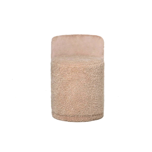 PTMD Brandon ronde poef van beige stof met rugleuning - Afbeelding 2