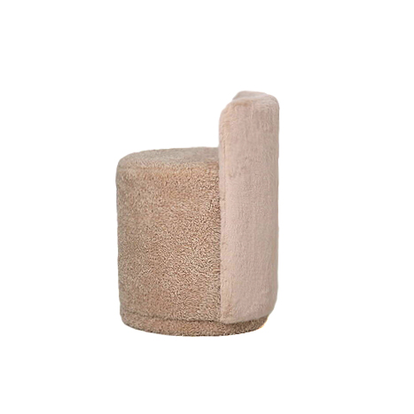 PTMD Brandon ronde poef van beige stof met rugleuning - Afbeelding 3