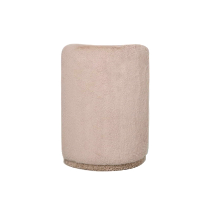PTMD Brandon ronde poef van beige stof met rugleuning - Afbeelding 4