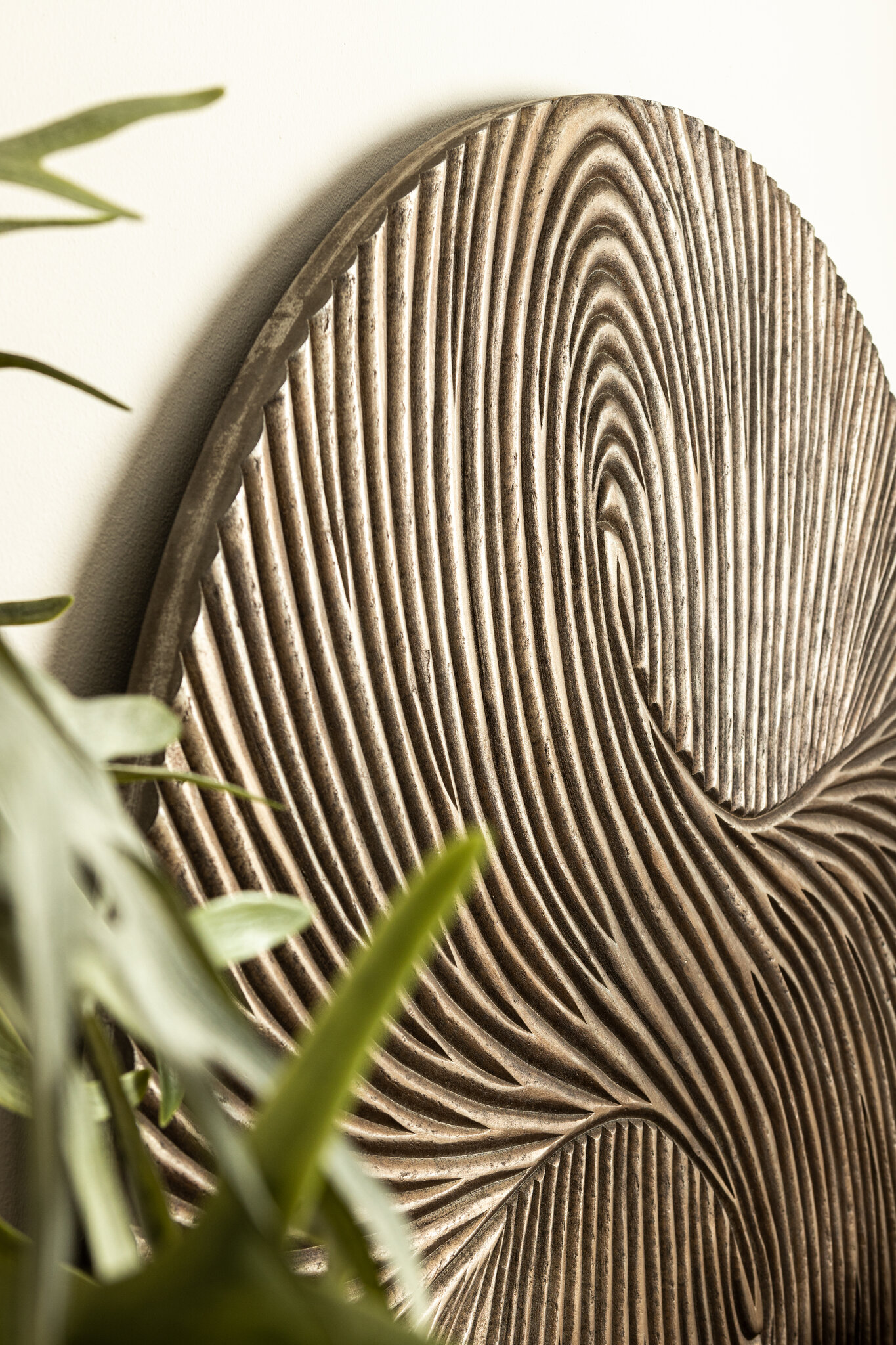 PTMD Wiktor Brown MDF rond wandpaneel krulgesneden M - Afbeelding 2