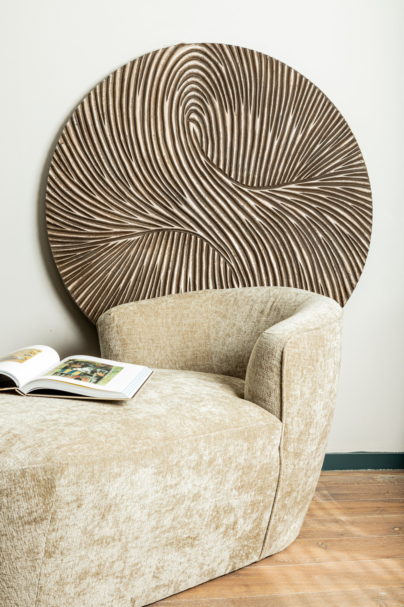 PTMD Wiktor Brown MDF rond wandpaneel krulgesneden M - Afbeelding 5