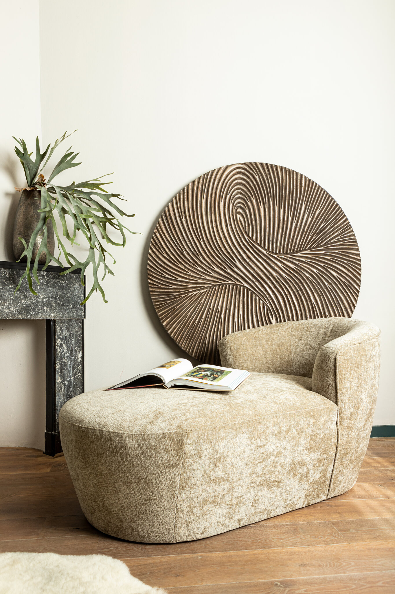 PTMD Wiktor Brown MDF rond wandpaneel krulgesneden M - Afbeelding 6