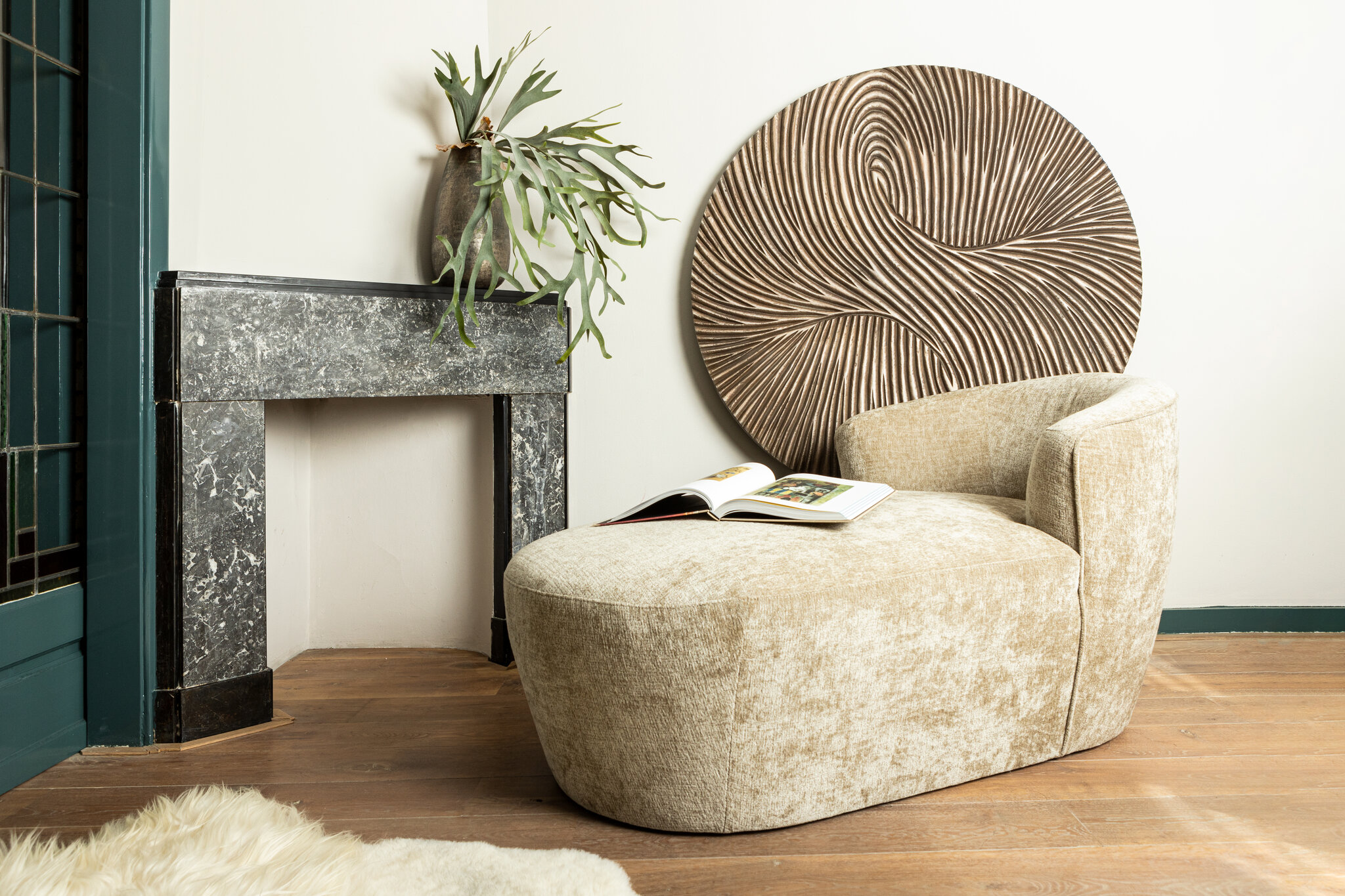 PTMD Wiktor Brown MDF rond wandpaneel krulgesneden M - Afbeelding 7
