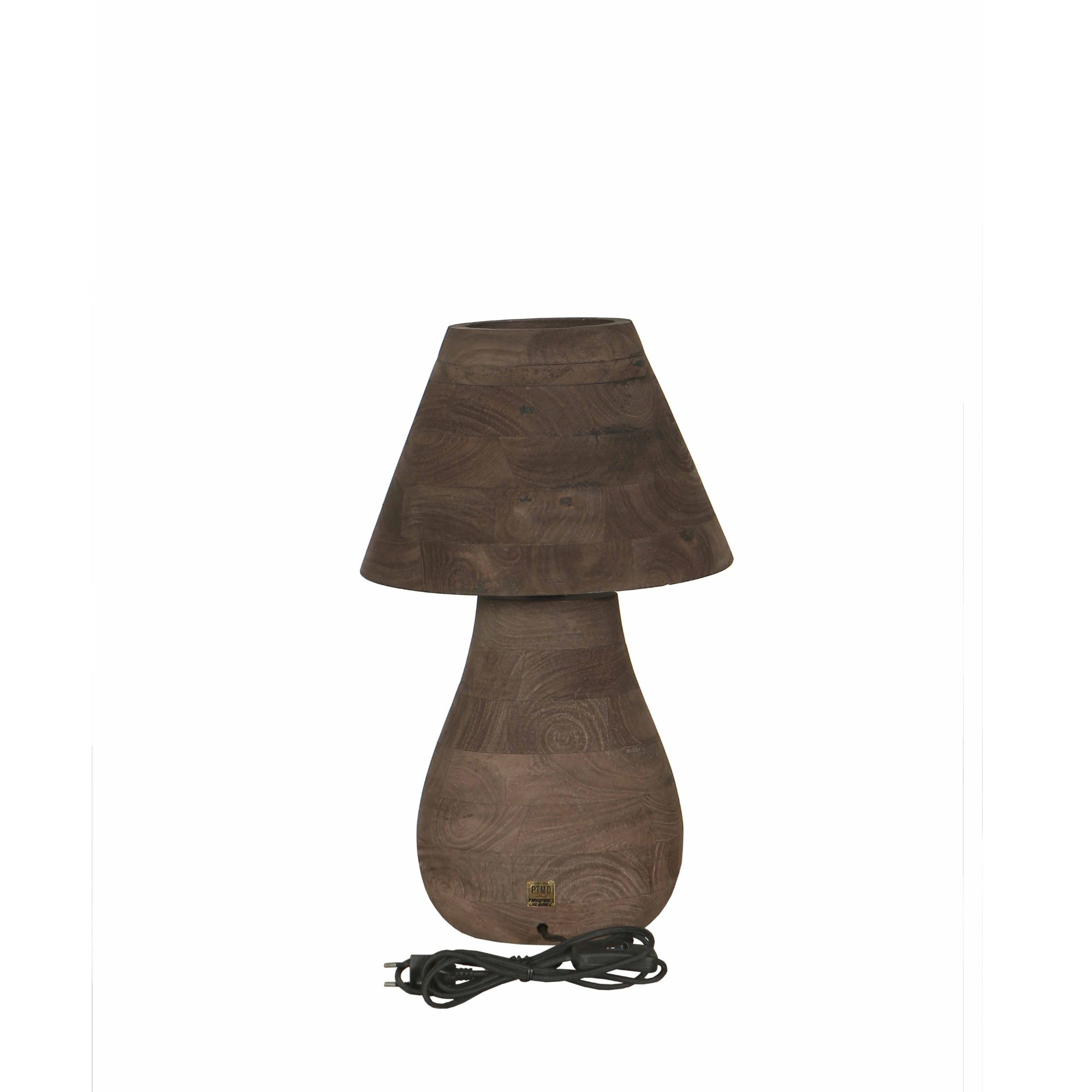 PTMD Peake Brown Mango Houten Ronde Tafellamp Laag - Afbeelding 2