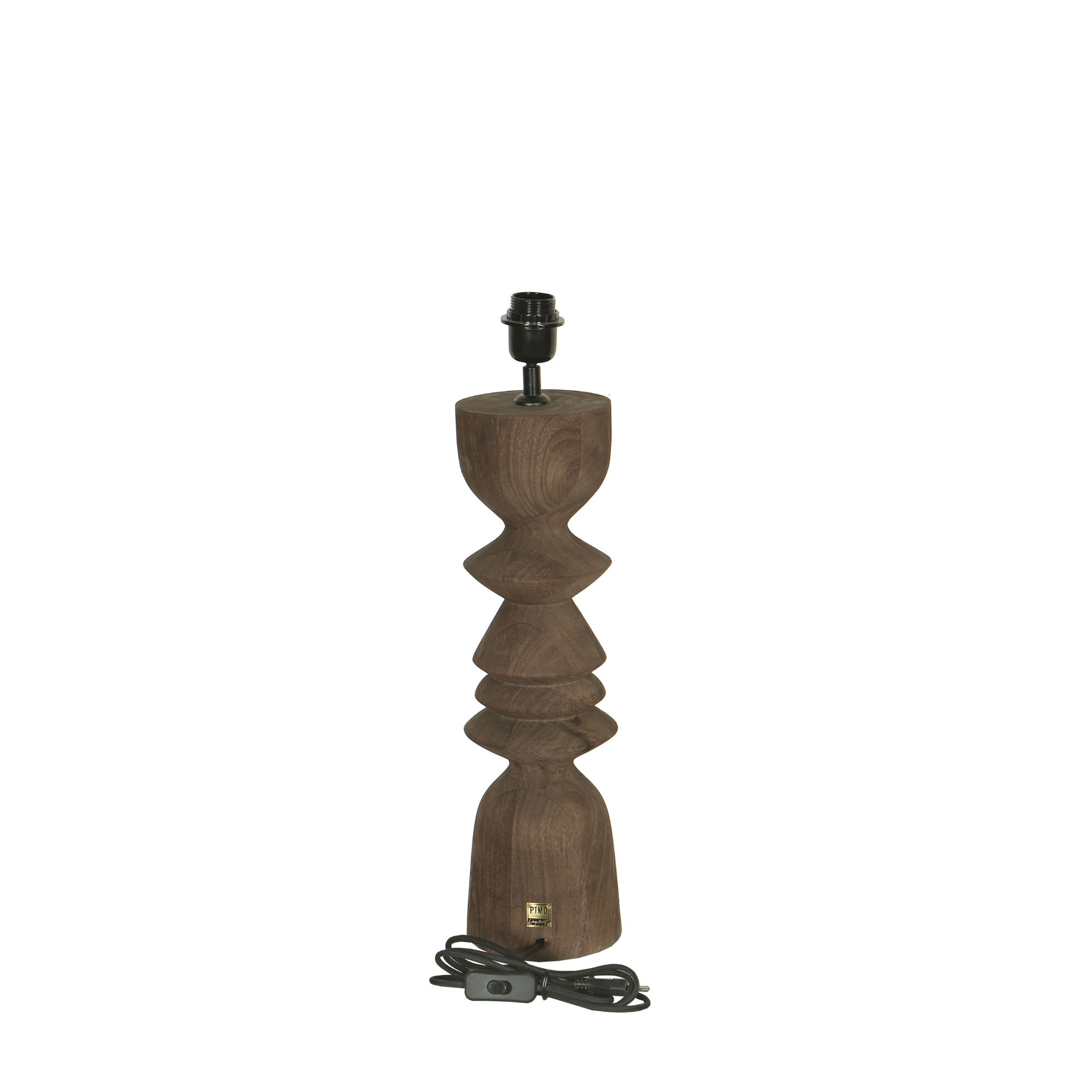 PTMD Elaine Brown Mango Hout Ronde Tafellampvoet - Afbeelding 2