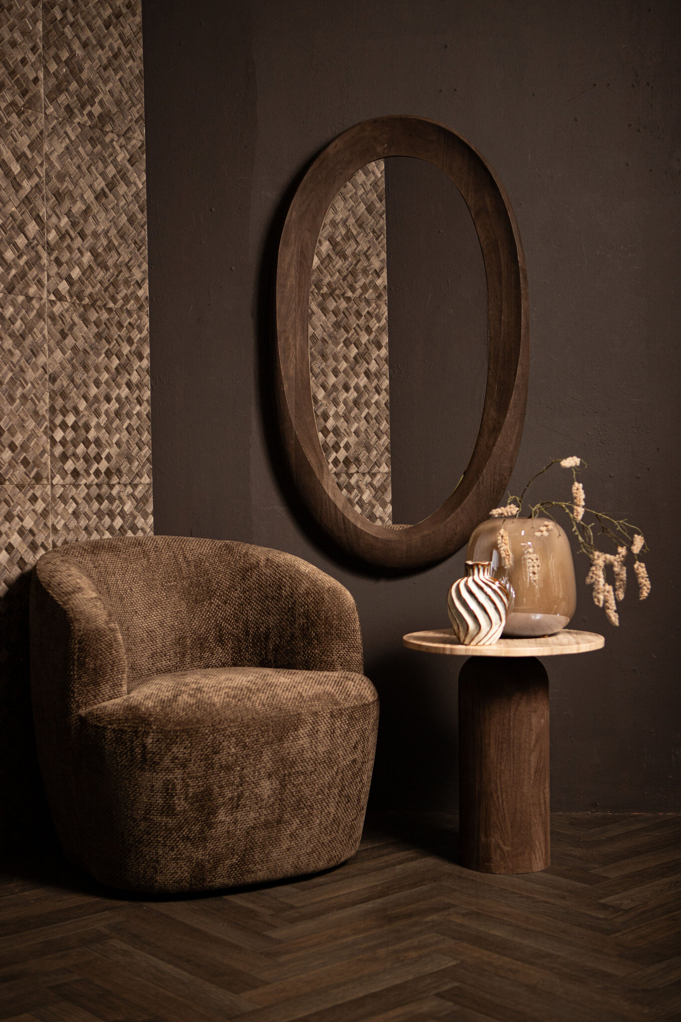 PTMD Noam Brown Mango Houten Ovale Spiegel - Afbeelding 5