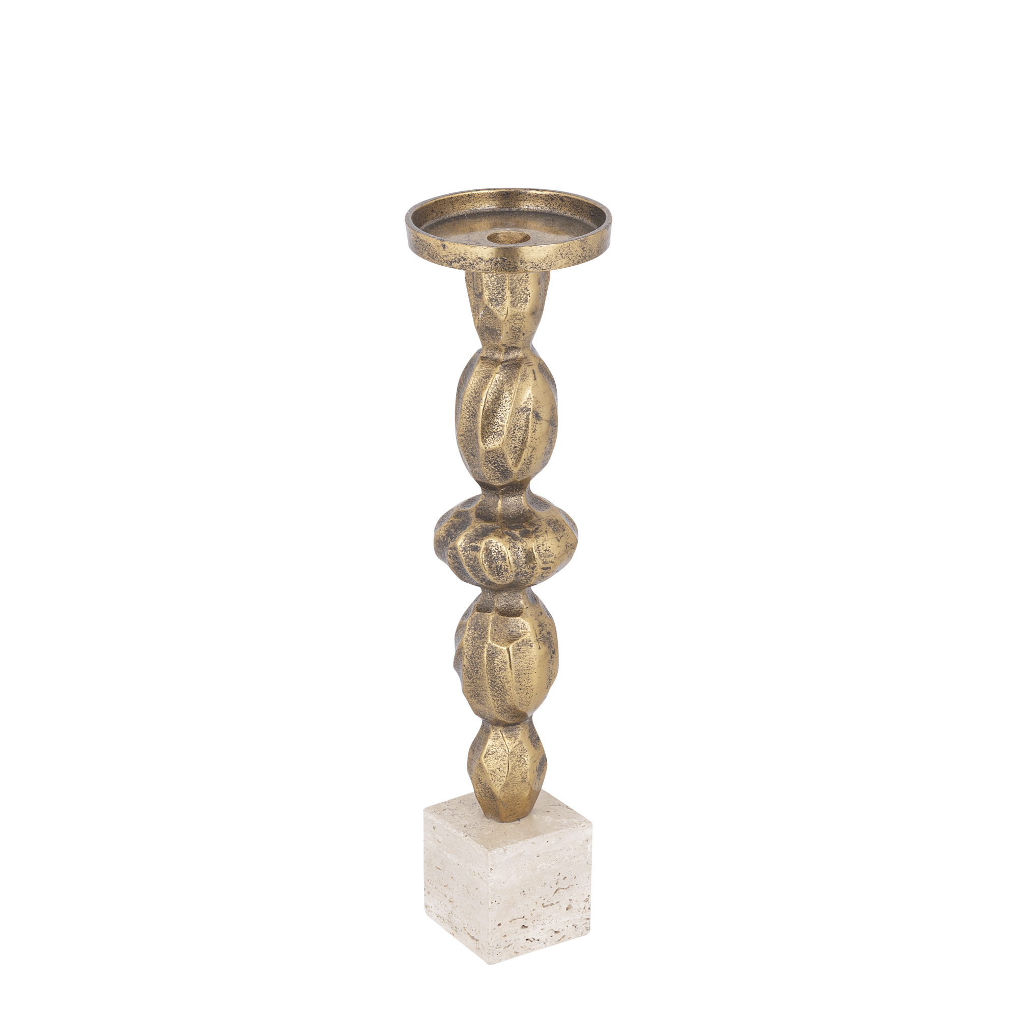 PTMD Malines Gouden Gegoten Aluminium Kaarsenhouder Op Voet L - Afbeelding 2