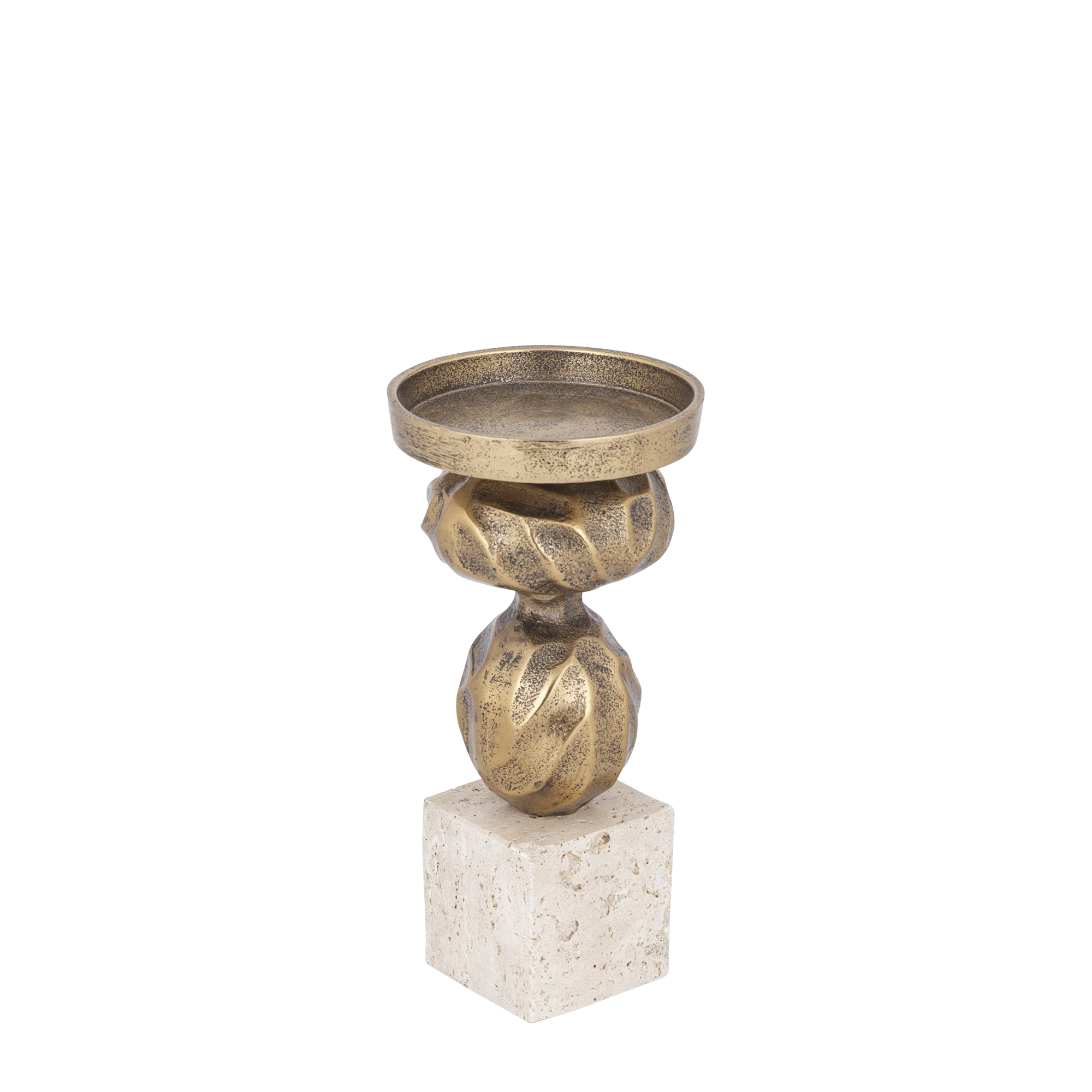 PTMD Malines Goud Gegoten Aluminium Kaarsenhouder Op Voet S - Afbeelding 2