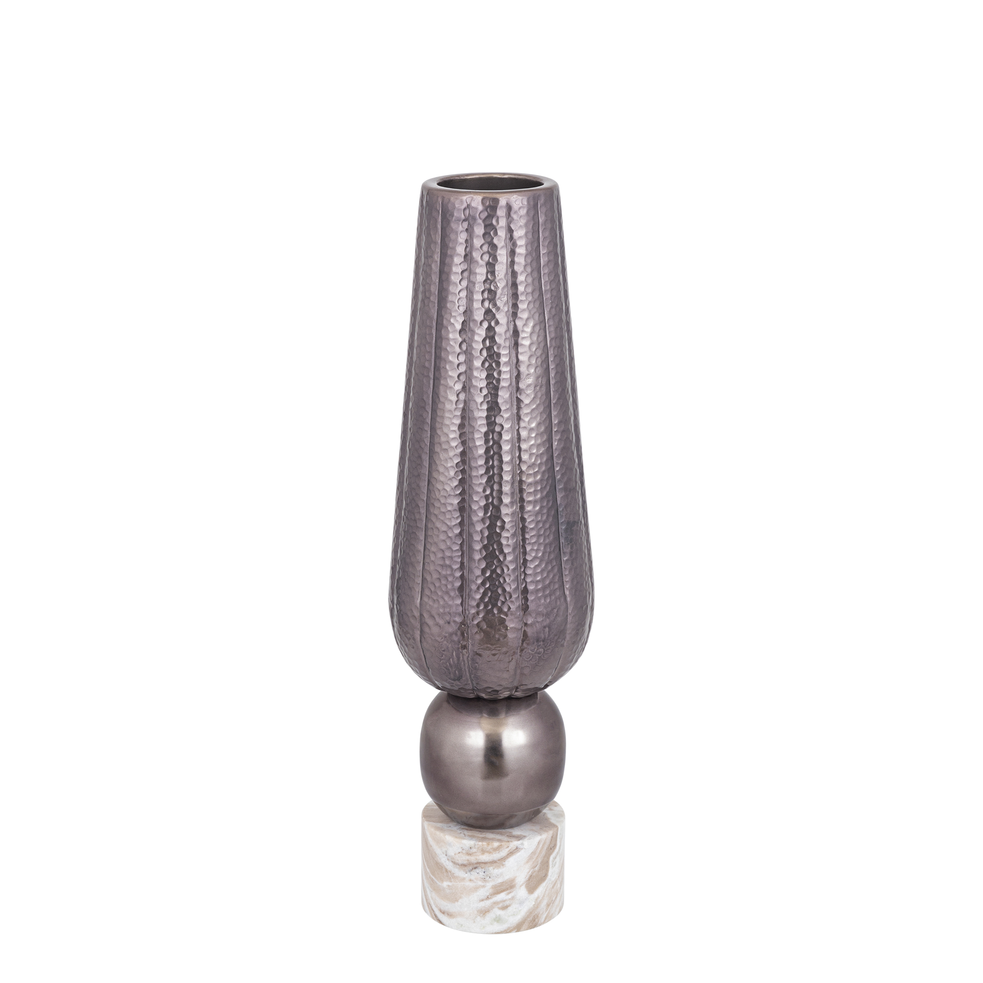 PTMD Marive Bronzen Aluminium Plaat Vaas Op Marmeren Basis Rond - Afbeelding 2