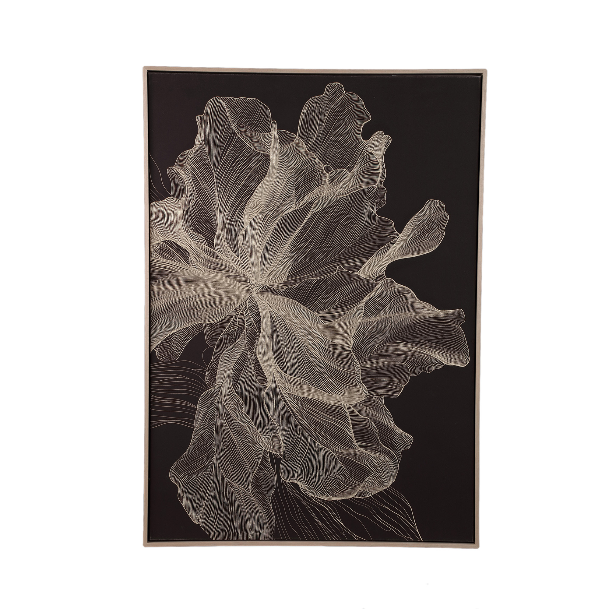PTMD Lorinde Donkerbruin Canvas-wandpaneel Bloemenkunst