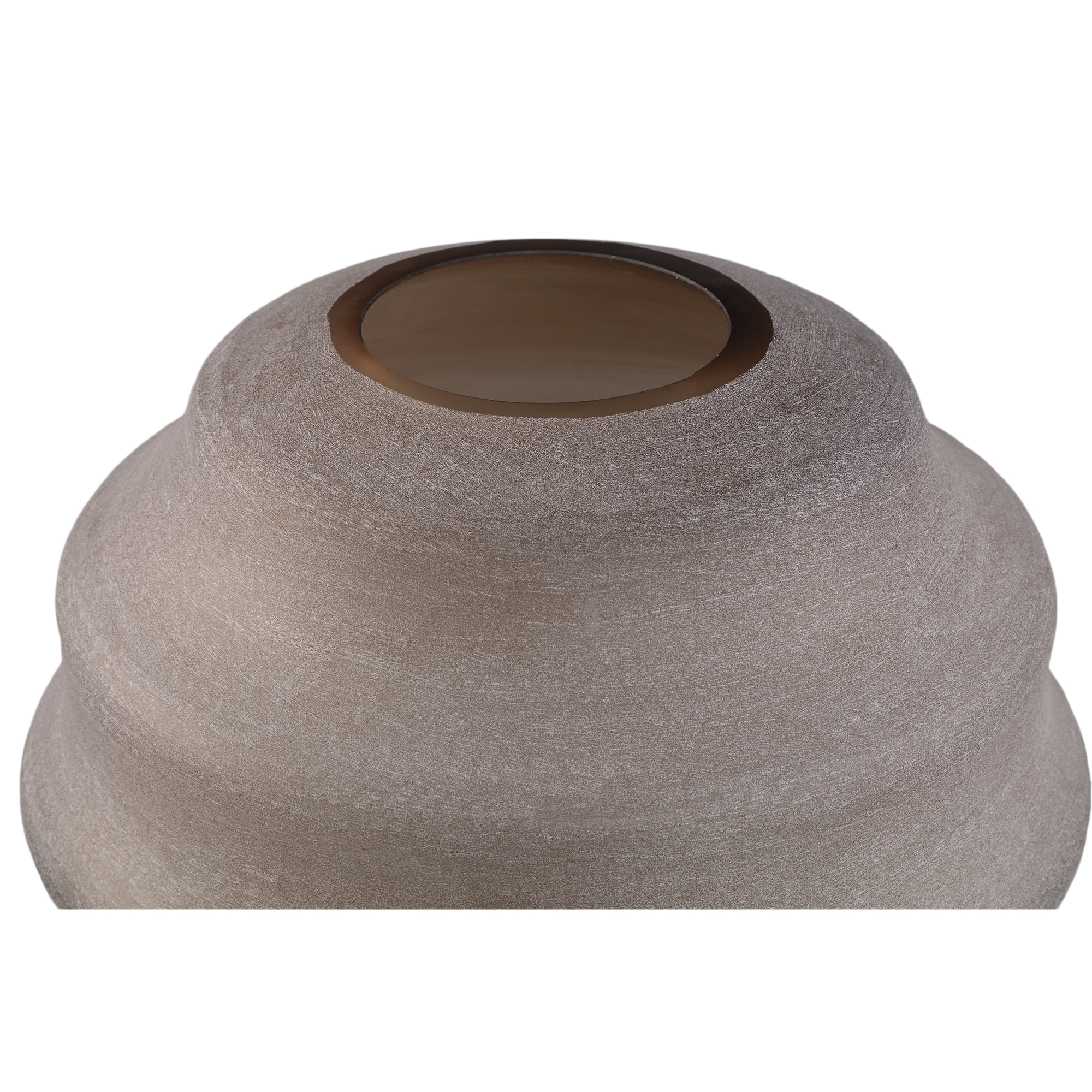 PTMD Elladie beige lage ronde gelaagde glazen vaas - Afbeelding 2
