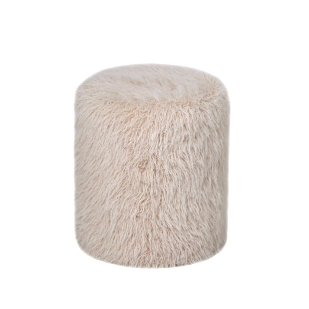 PTMD Ronde poef van haarbeige stof - Afbeelding 2