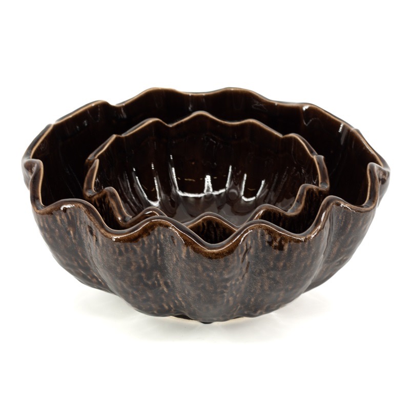Schaal aardewerk rond brown L - Afbeelding 2